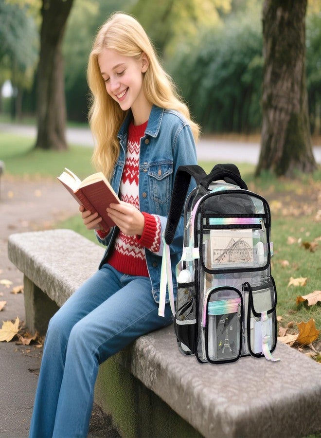 Tldcdte Clear Backpacks for School, Clear Backpack Heavy Duty Stadium Approved, TPU Waterproof See Through Backpack with Reflective Strips, Large clear Backbag for Travel, Work, Concerts, Girls & Boys - Image 5